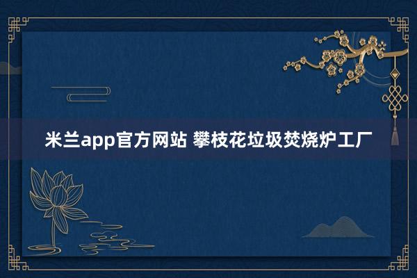 米兰app官方网站 攀枝花垃圾焚烧炉工厂