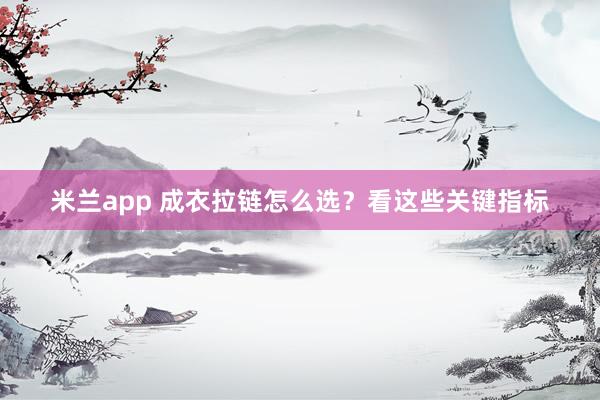 米兰app 成衣拉链怎么选？看这些关键指标