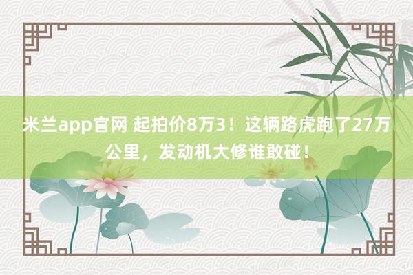米兰app官网 起拍价8万3!这辆路虎跑了27万公里,发动机大修谁敢碰!