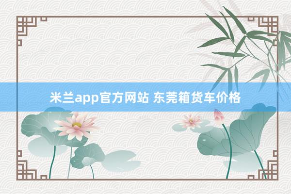 米兰app官方网站 东莞箱货车价格